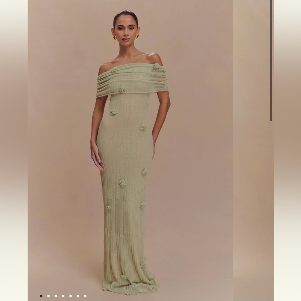 Meshki Brynn Orchid Knit Maxi Dress in Pastel Green